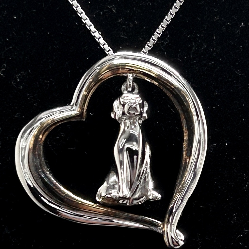 The Bradford Exchange, Sterling Silver Necklace, I Love Labs, Heart Pendant, Dog - Picture 2 of 8